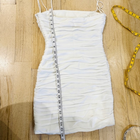 Cinq A Sept Vance White Ruched Sleeveless Square Neck Mini Dress - Picture 10 of 11
